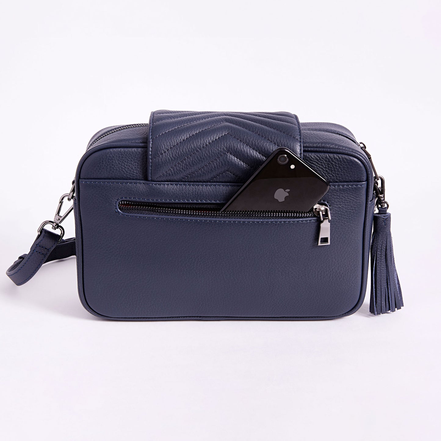 Baebina compact crossbody baby bag navy leather