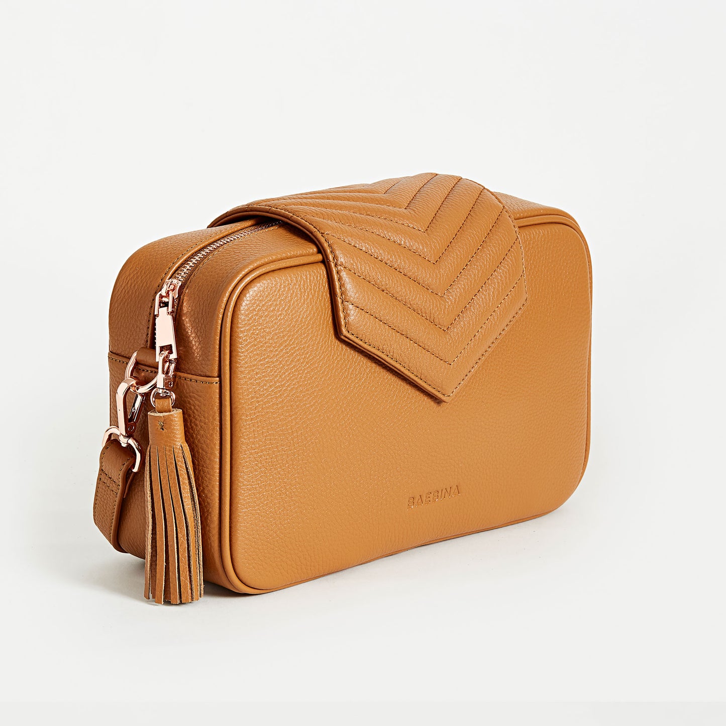 Baebina compact baby bag tan leather