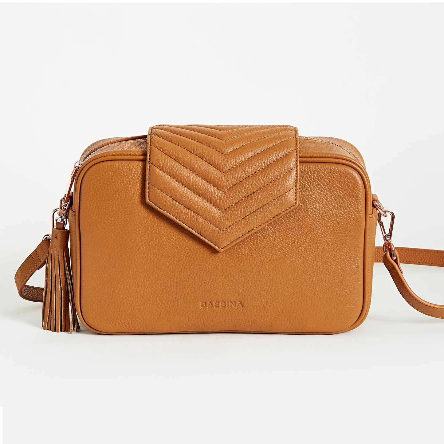 Baebina compact baby bag tan leather