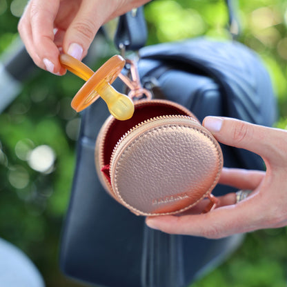 Leather dummy pacifier case and coin purse